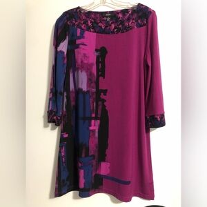 ALFANI Artsy Jersey Shift DRESS 3/4 Slv KneeLength Easycare EUC